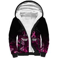 Personalised I Am A Survivor Sherpa Hoodie Black Cat Breast Cancer Awareness - Wonder Print Shop