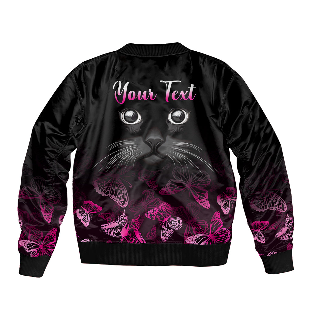 Personalised I Am A Survivor Sleeve Zip Bomber Jacket Black Cat Breast Cancer Awareness - Wonder Print Shop