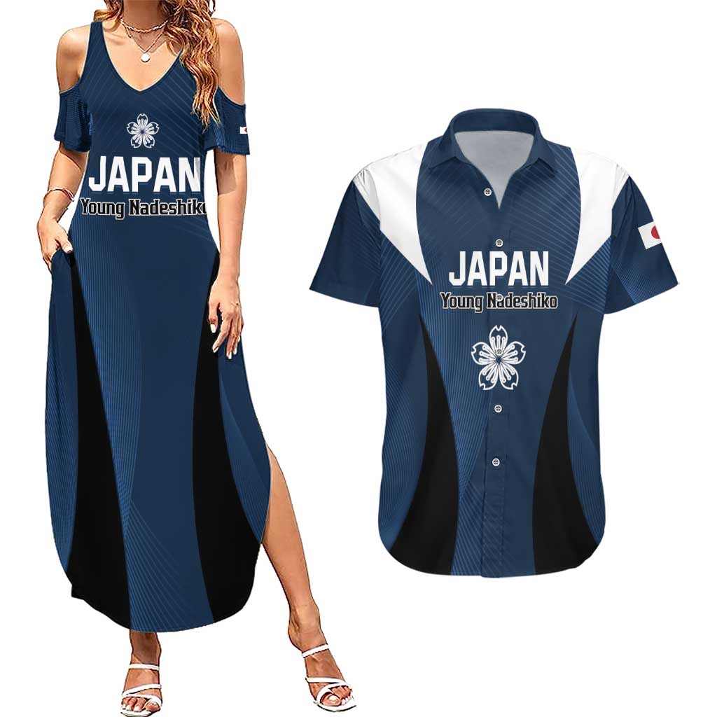 Custom Japan Football Couples Matching Summer Maxi Dress and Hawaiian Shirt Come On Young Nadeshiko - Wonder Print Shop