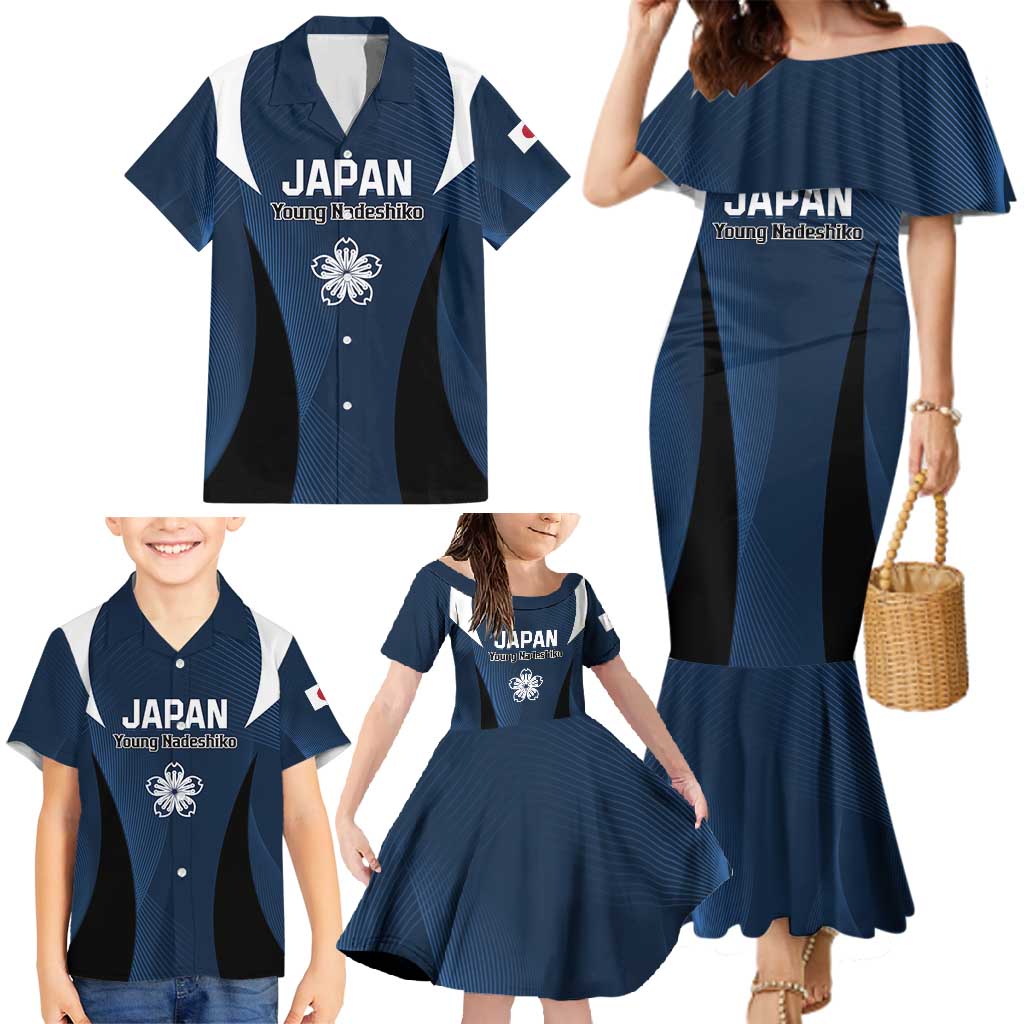 Custom Japan Football Family Matching Mermaid Dress and Hawaiian Shirt Come On Young Nadeshiko - Wonder Print Shop