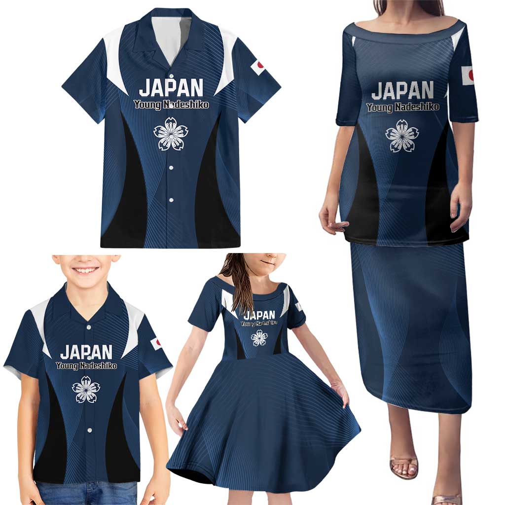 Custom Japan Football Family Matching Puletasi and Hawaiian Shirt Come On Young Nadeshiko - Wonder Print Shop