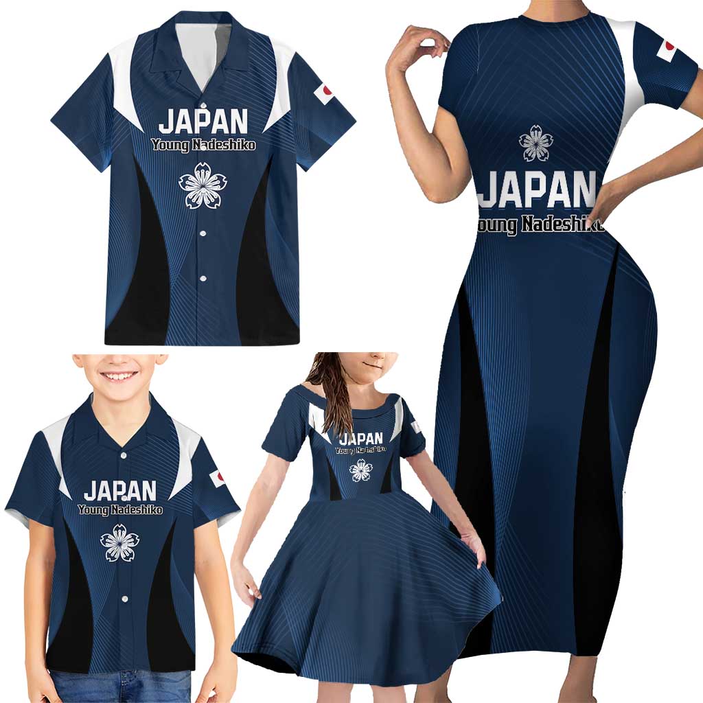 Custom Japan Football Family Matching Short Sleeve Bodycon Dress and Hawaiian Shirt Come On Young Nadeshiko - Wonder Print Shop