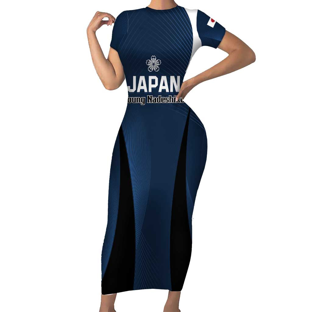 Custom Japan Football Short Sleeve Bodycon Dress Come On Young Nadeshiko - Wonder Print Shop