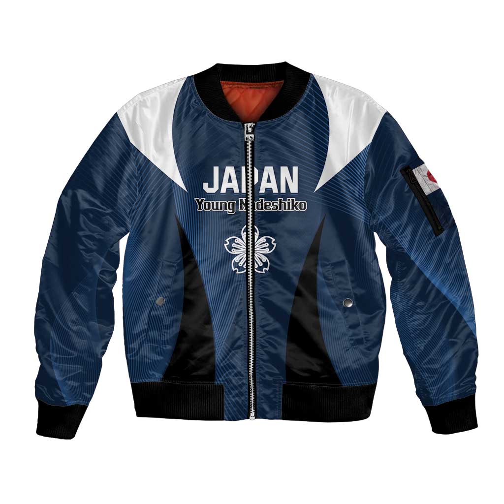Custom Japan Football Sleeve Zip Bomber Jacket Come On Young Nadeshiko - Wonder Print Shop