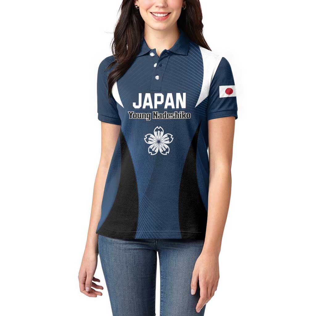 Custom Japan Football Women Polo Shirt Come On Young Nadeshiko - Wonder Print Shop