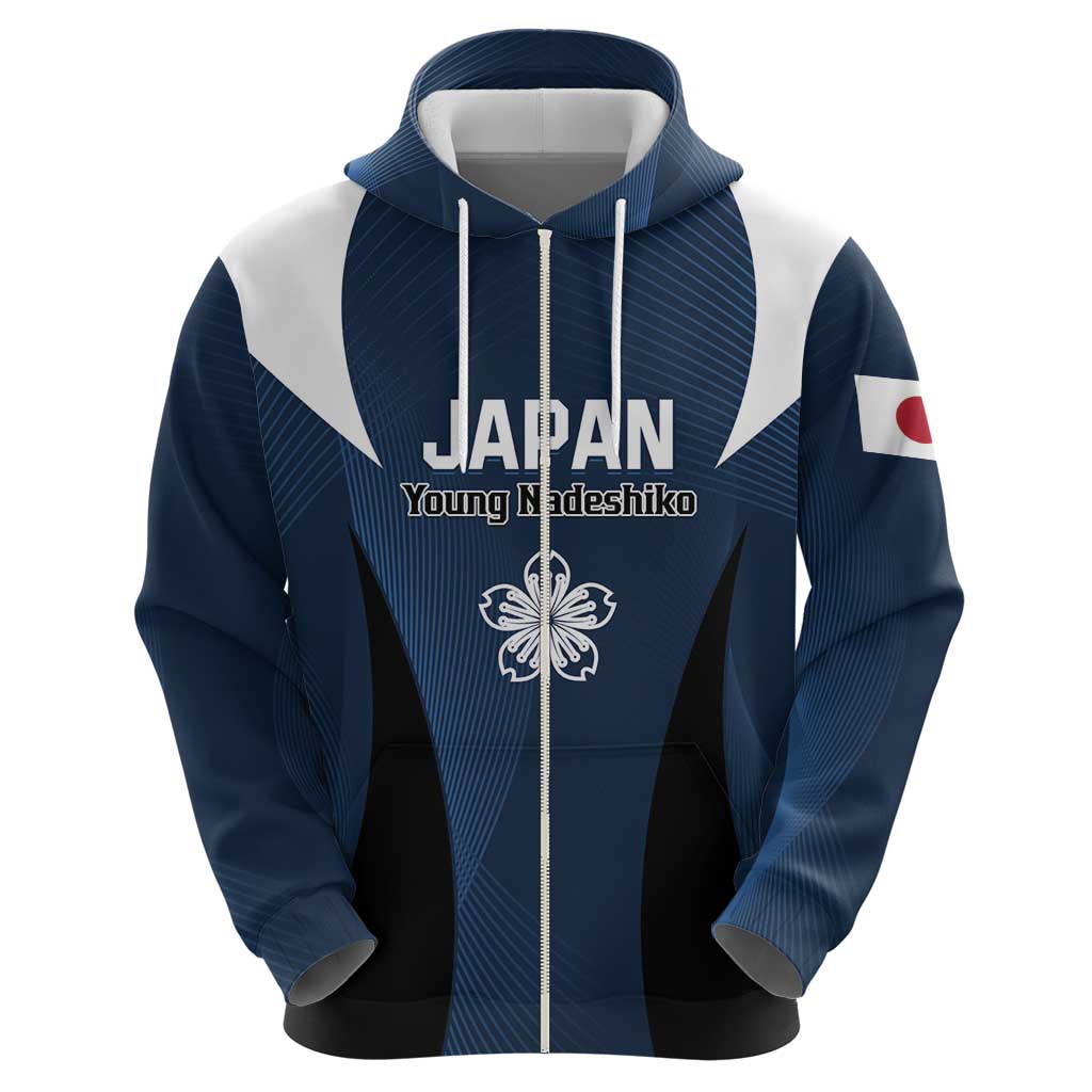 Custom Japan Football Zip Hoodie Come On Young Nadeshiko - Wonder Print Shop