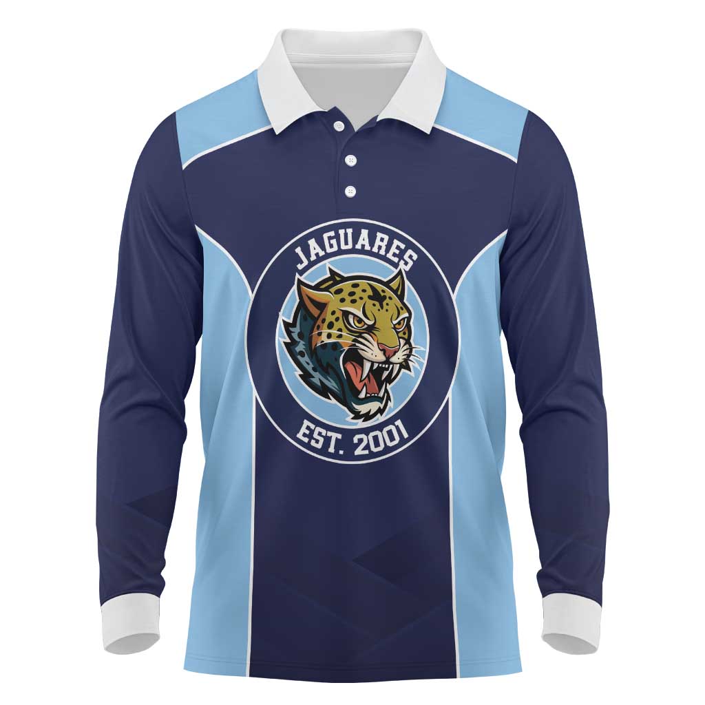 Jaguares El Salvador Rugby Custom Long Sleeve Polo Shirt JagsUp - Wonder Print Shop