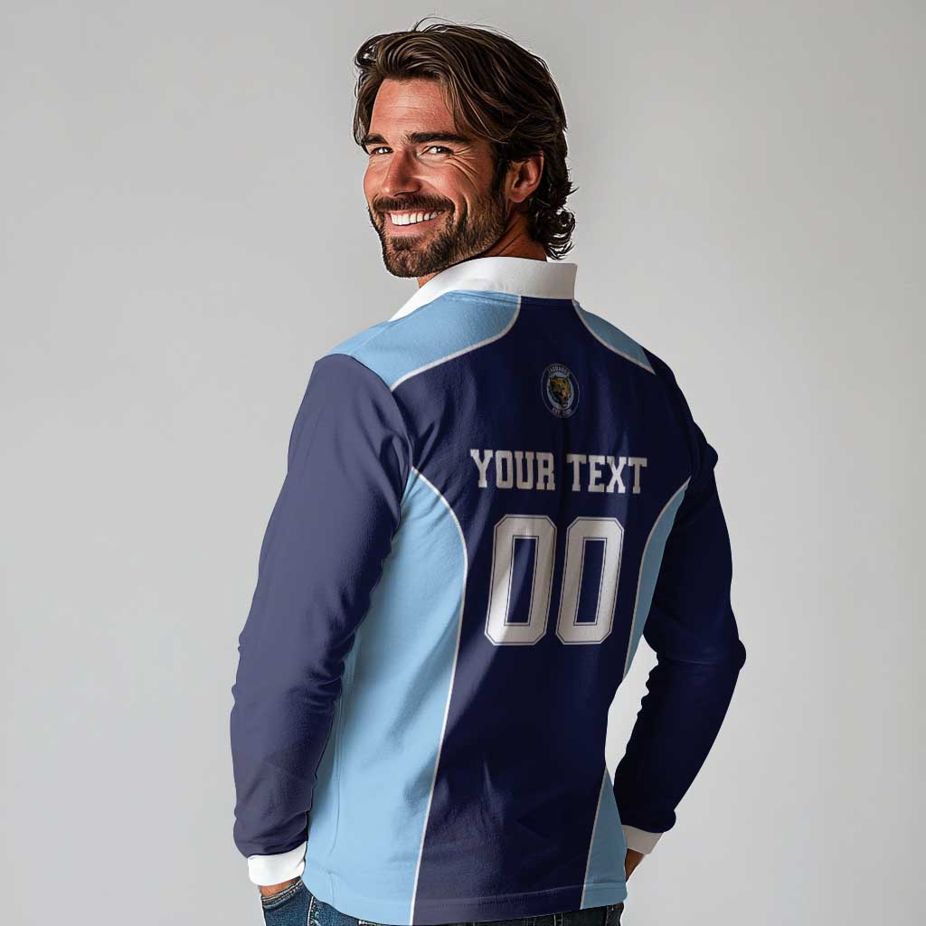 Jaguares El Salvador Rugby Custom Long Sleeve Polo Shirt JagsUp - Wonder Print Shop