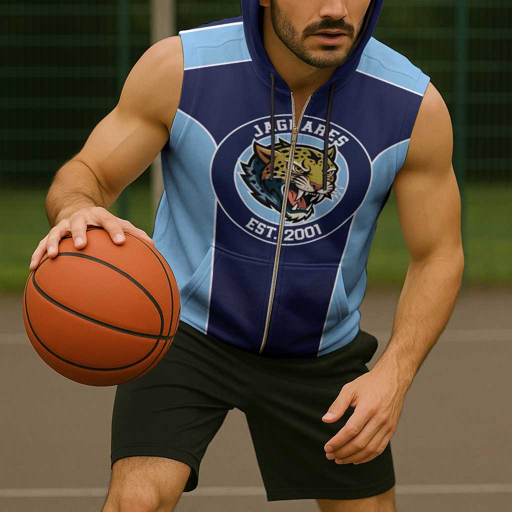 Jaguares El Salvador Rugby Custom Sleeveless Zip Hoodie JagsUp - Wonder Print Shop