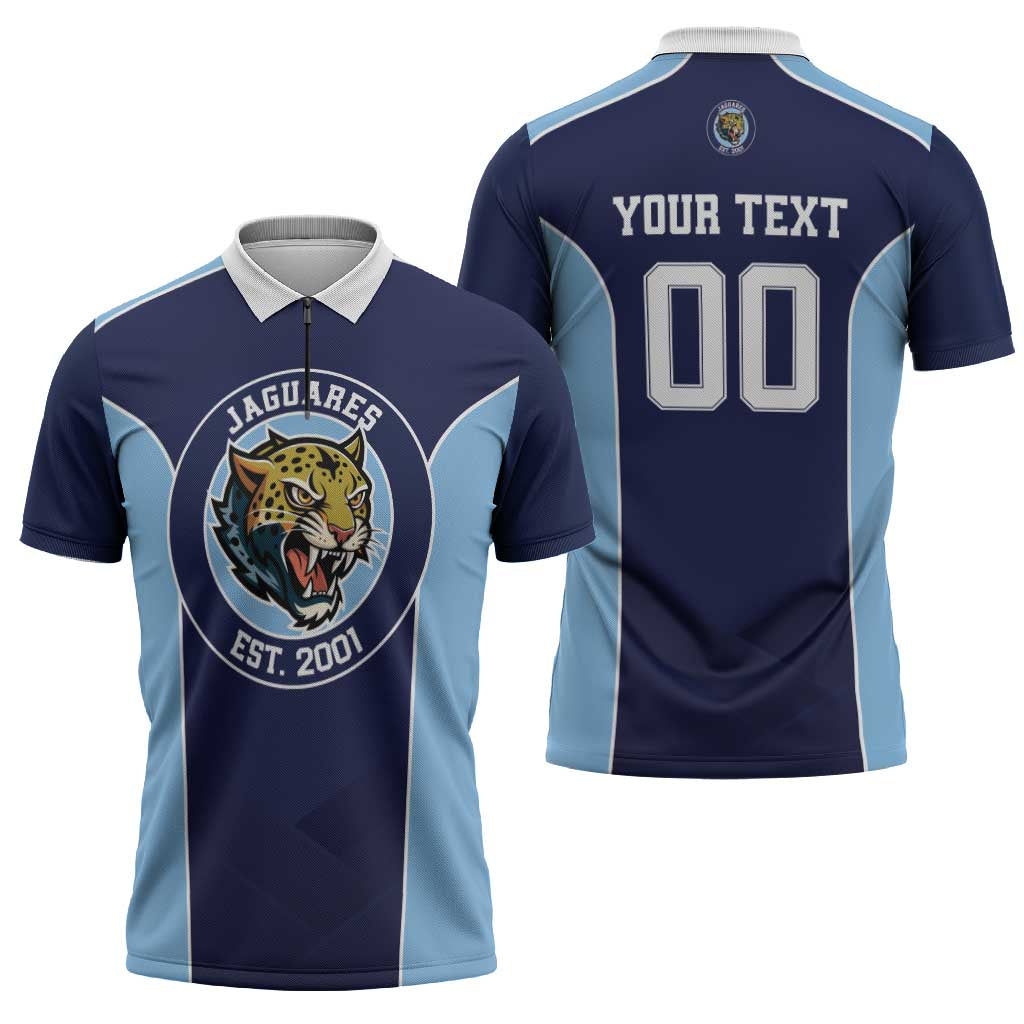 Jaguares El Salvador Rugby Custom Zipper Polo Shirt JagsUp - Wonder Print Shop