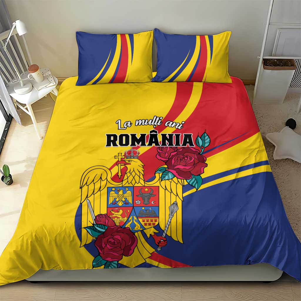 Personalized Romania Independence Day Bedding Set Golden Eagle With Roses - Wonder Print Shop