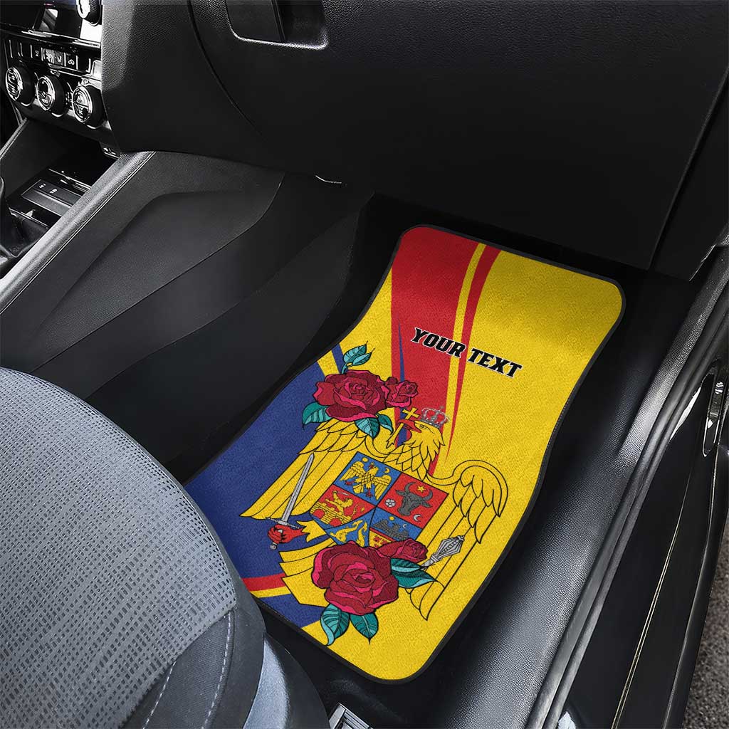 Personalized Romania Independence Day Car Mats Golden Eagle With Roses - Wonder Print Shop