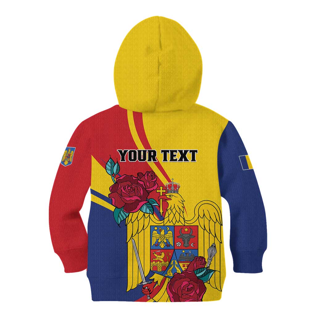 Personalized Romania Independence Day Kid Hoodie Golden Eagle With Roses - Wonder Print Shop