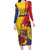 Personalized Romania Independence Day Long Sleeve Bodycon Dress Golden Eagle With Roses - Wonder Print Shop