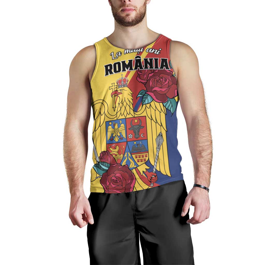 Personalized Romania Independence Day Men Tank Top Golden Eagle With Roses - Wonder Print Shop