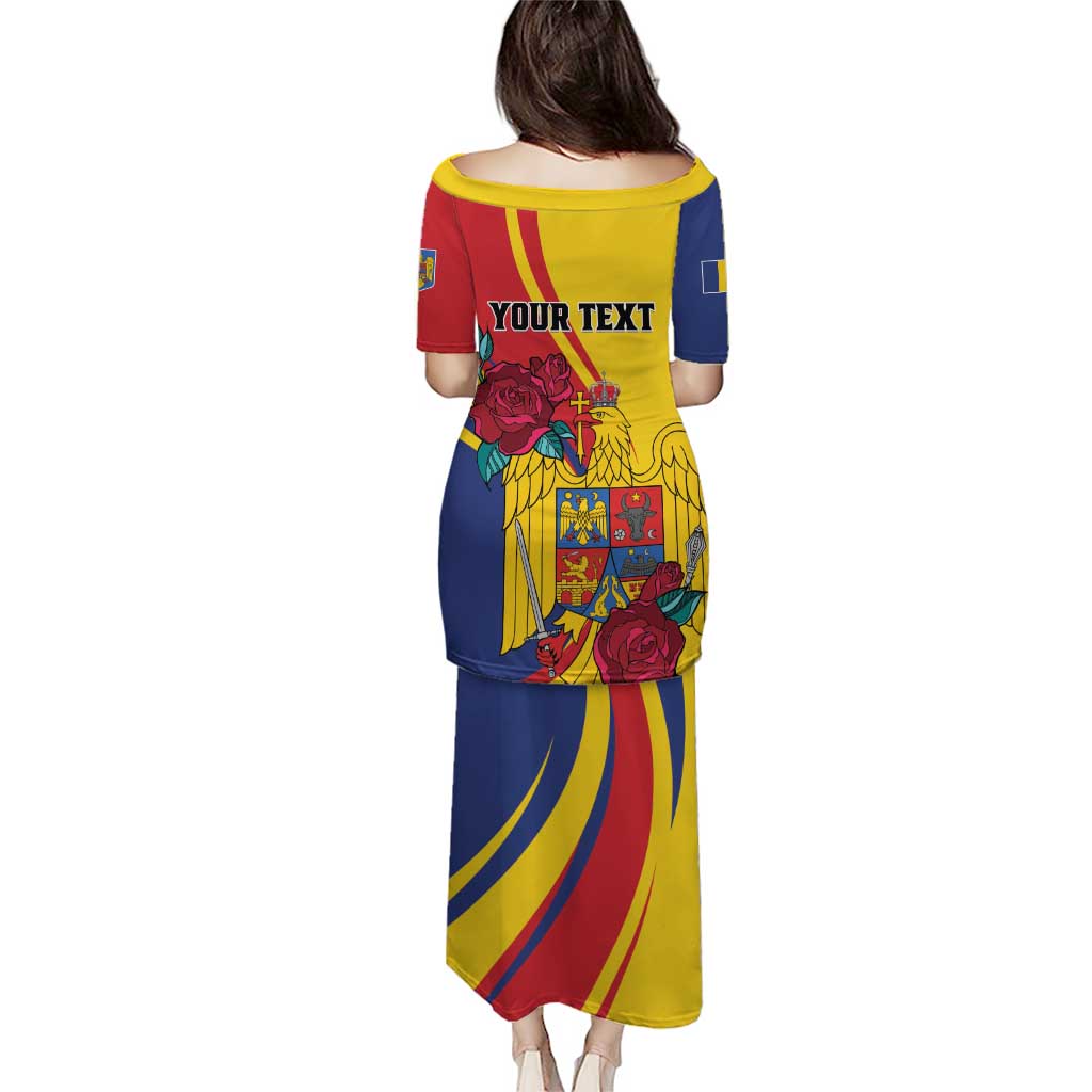 Personalized Romania Independence Day Puletasi Golden Eagle With Roses - Wonder Print Shop