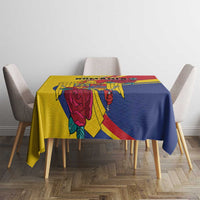Personalized Romania Independence Day Tablecloth Golden Eagle With Roses - Wonder Print Shop