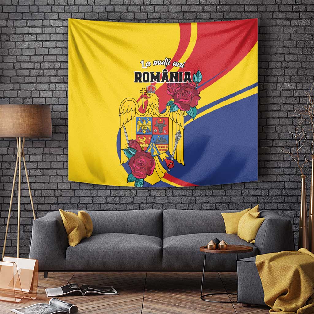 Personalized Romania Independence Day Tapestry Golden Eagle With Roses - Wonder Print Shop