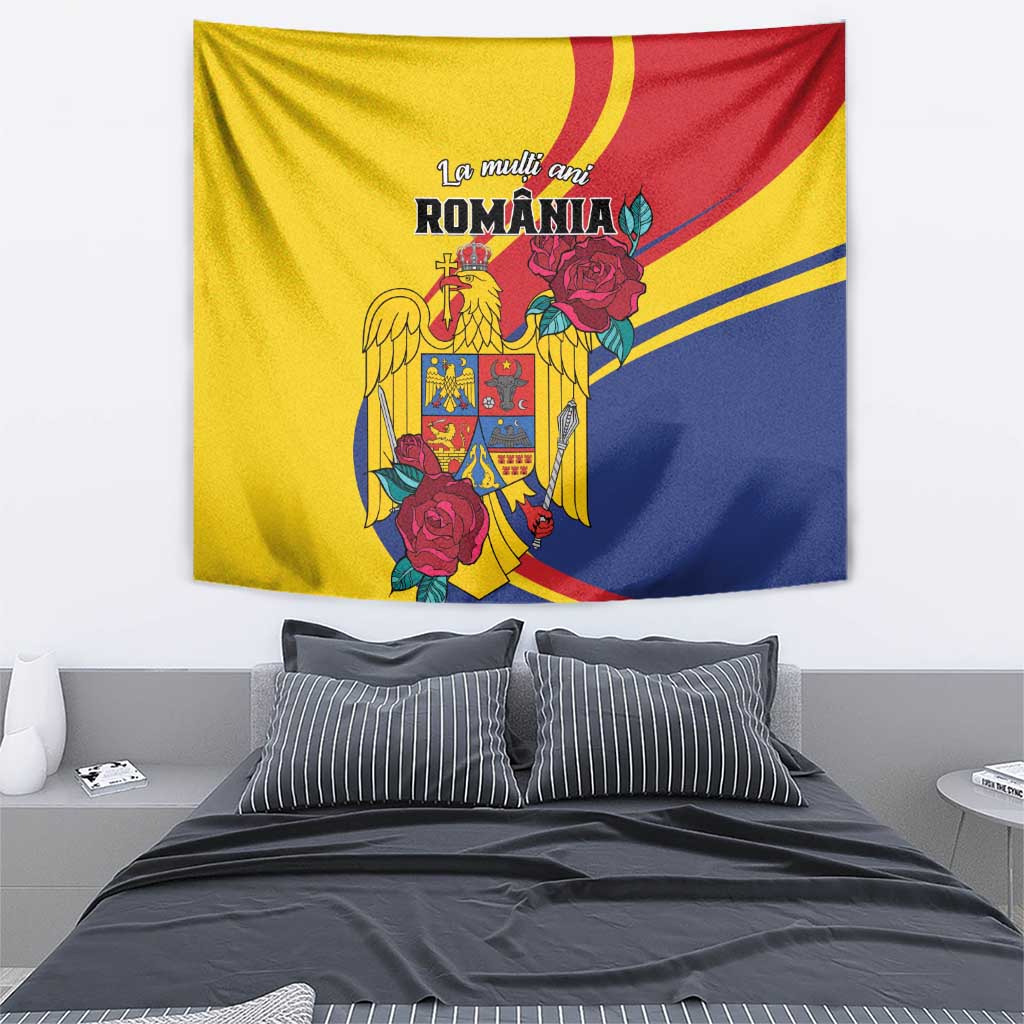 Personalized Romania Independence Day Tapestry Golden Eagle With Roses - Wonder Print Shop