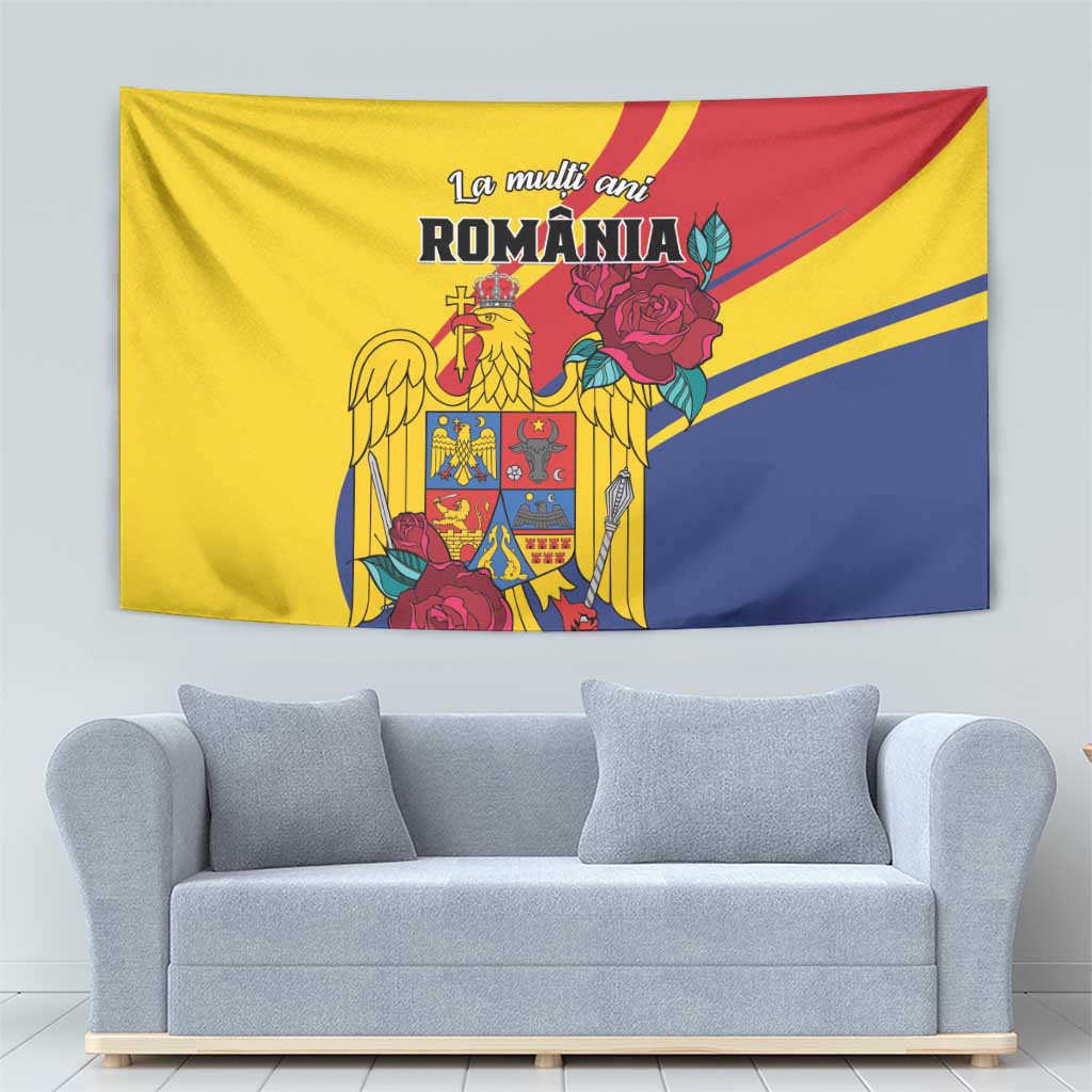 Personalized Romania Independence Day Tapestry Golden Eagle With Roses - Wonder Print Shop