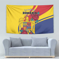 Personalized Romania Independence Day Tapestry Golden Eagle With Roses - Wonder Print Shop