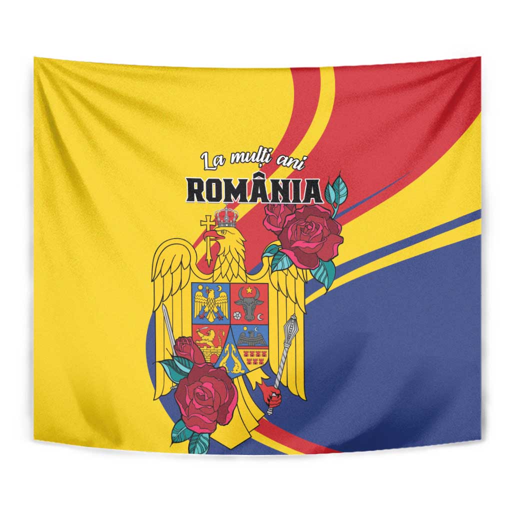Personalized Romania Independence Day Tapestry Golden Eagle With Roses - Wonder Print Shop