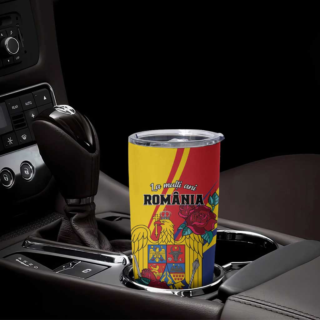 Personalized Romania Independence Day Tumbler Cup Golden Eagle With Roses - Wonder Print Shop