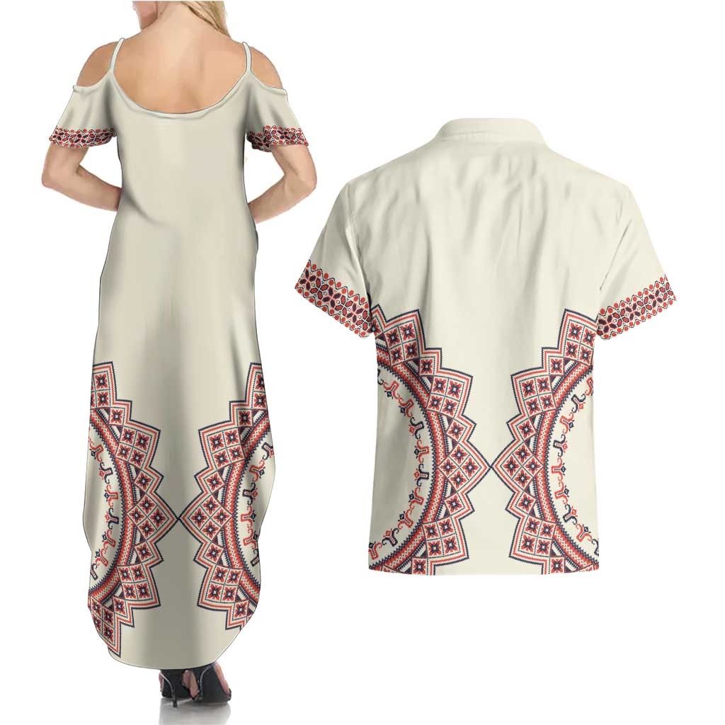 Romanian Traditional Pattern Couples Matching Summer Maxi Dress and Hawaiian Shirt Unique - Wonder Print Shop