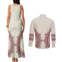 Romanian Traditional Pattern Couples Matching Tank Maxi Dress and Long Sleeve Button Shirt Unique - Wonder Print Shop