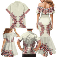 Romanian Traditional Pattern Family Matching Mermaid Dress and Hawaiian Shirt Unique - Wonder Print Shop