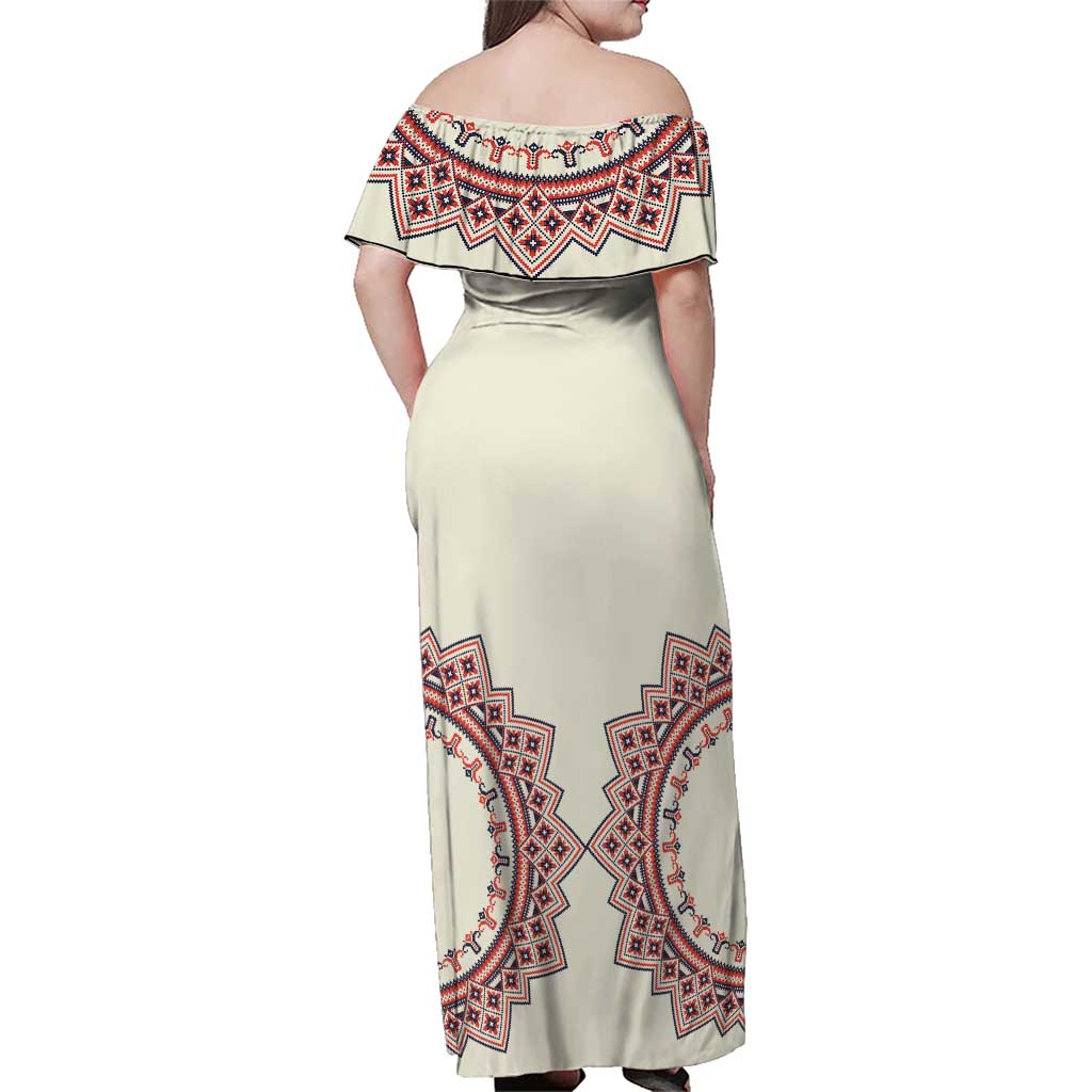 Romanian Traditional Pattern Family Matching Off Shoulder Maxi Dress and Hawaiian Shirt Unique - Wonder Print Shop