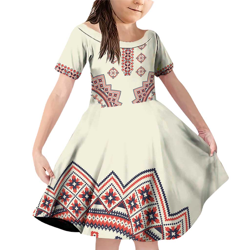 Romanian Traditional Pattern Family Matching Off Shoulder Short Dress and Hawaiian Shirt Unique - Wonder Print Shop