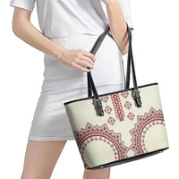 Romanian Traditional Pattern Leather Tote Bag Unique - Wonder Print Shop