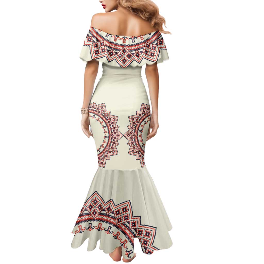 Romanian Traditional Pattern Mermaid Dress Unique - Wonder Print Shop