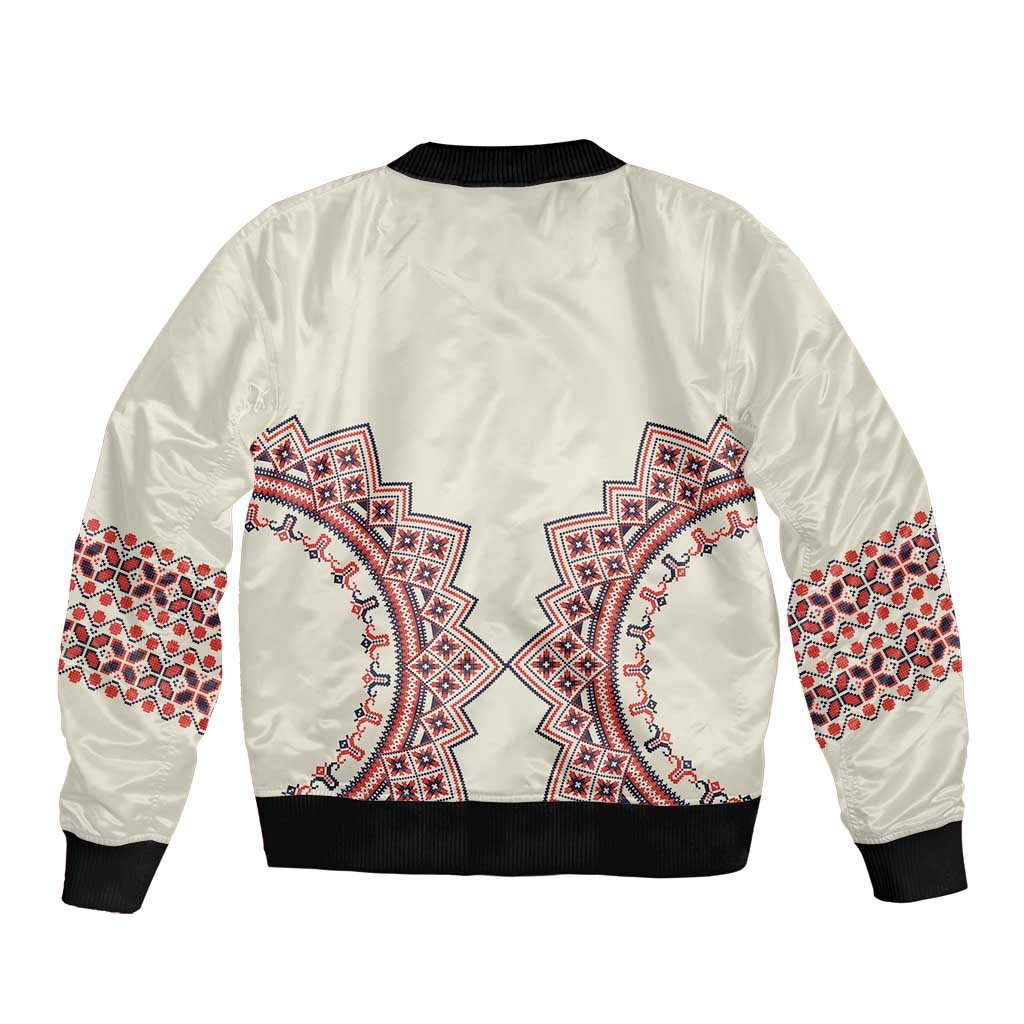 Romanian Traditional Pattern Sleeve Zip Bomber Jacket Unique - Wonder Print Shop
