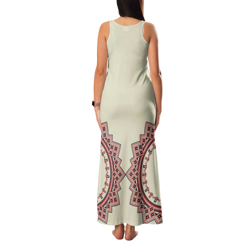 Romanian Traditional Pattern Tank Maxi Dress Unique - Wonder Print Shop