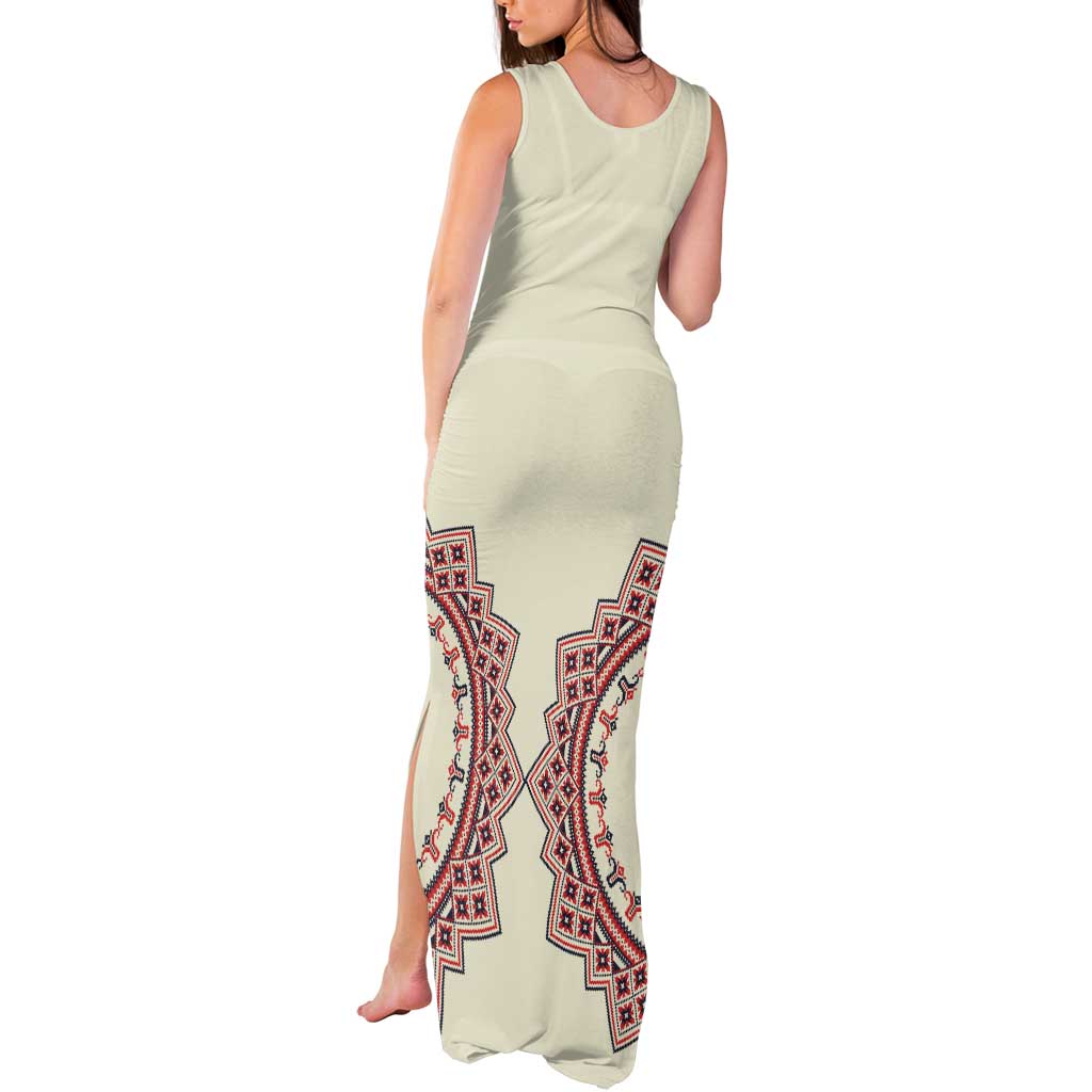 Romanian Traditional Pattern Tank Maxi Dress Unique - Wonder Print Shop