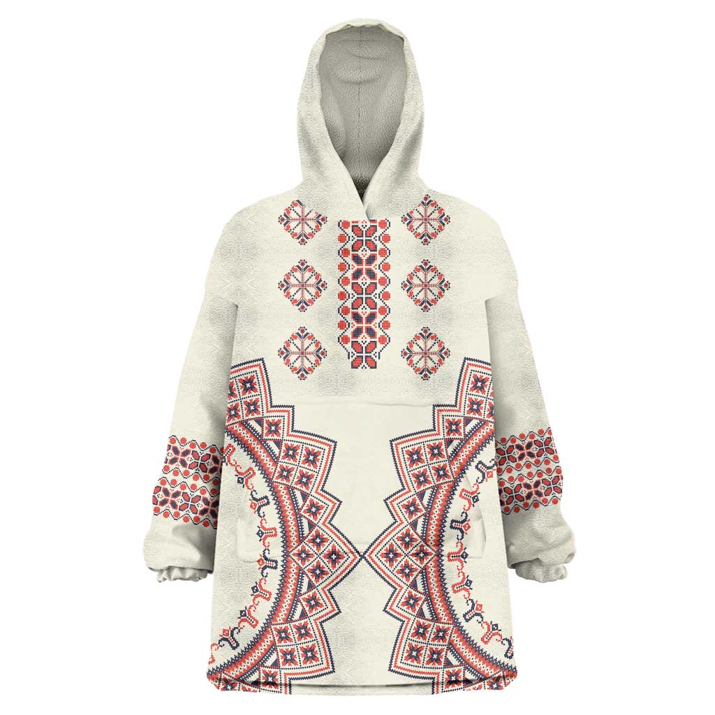 Romanian Traditional Pattern Wearable Blanket Hoodie Unique - Wonder Print Shop
