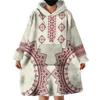 Romanian Traditional Pattern Wearable Blanket Hoodie Unique - Wonder Print Shop
