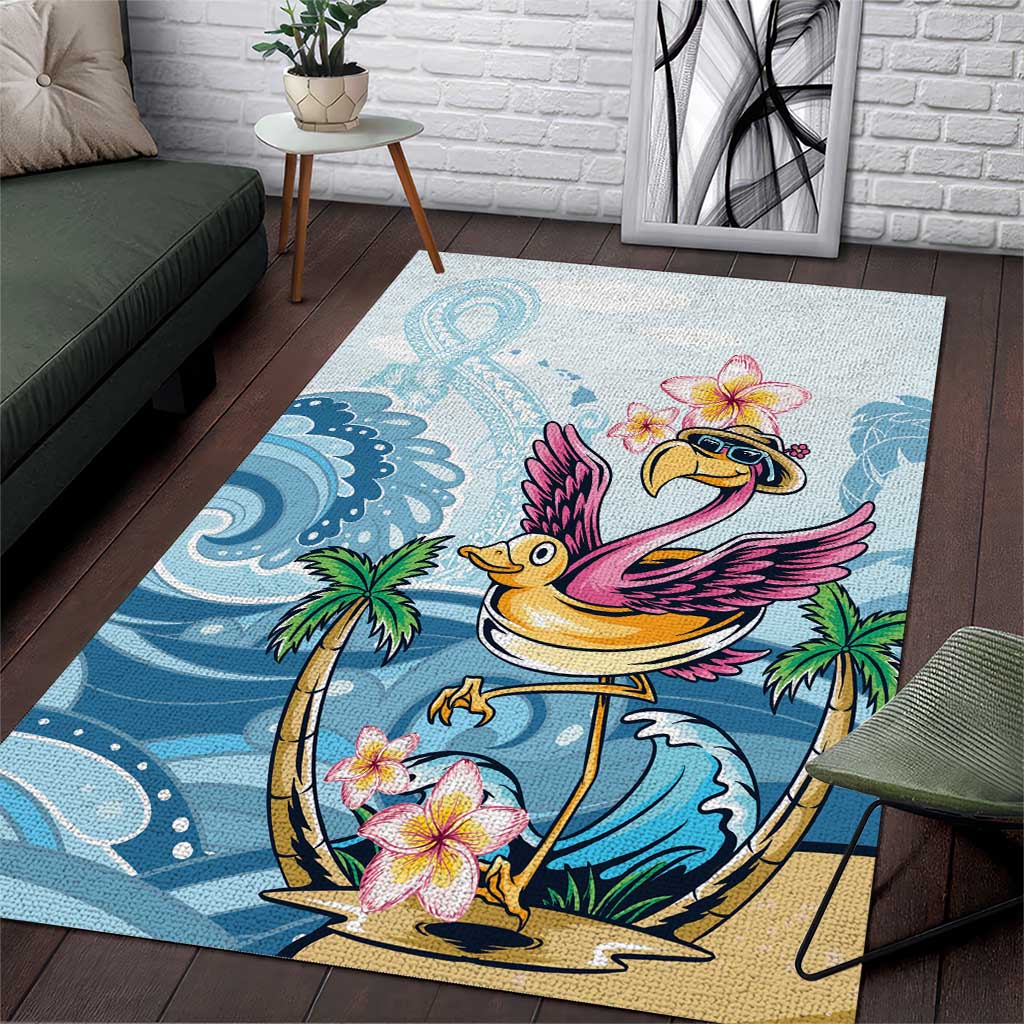 Hawaii Flamingo Area Rug Plumeria Tropical Beach - Wonder Print Shop