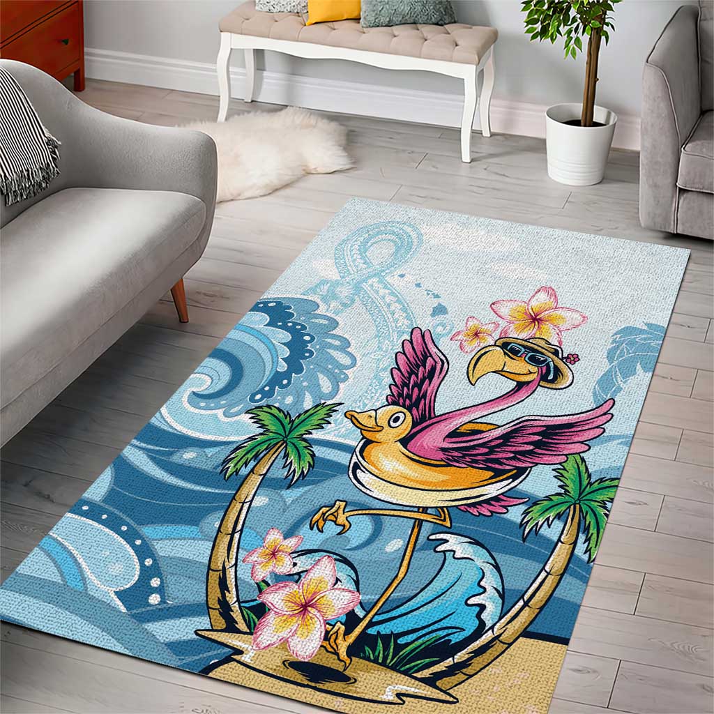 Hawaii Flamingo Area Rug Plumeria Tropical Beach - Wonder Print Shop