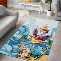 Hawaii Flamingo Area Rug Plumeria Tropical Beach - Wonder Print Shop