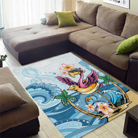Hawaii Flamingo Area Rug Plumeria Tropical Beach - Wonder Print Shop