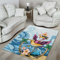 Hawaii Flamingo Area Rug Plumeria Tropical Beach - Wonder Print Shop