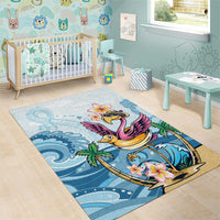 Hawaii Flamingo Area Rug Plumeria Tropical Beach - Wonder Print Shop
