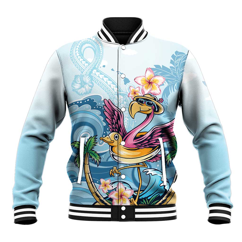 Hawaii Flamingo Baseball Jacket Plumeria Tropical Beach - Wonder Print Shop