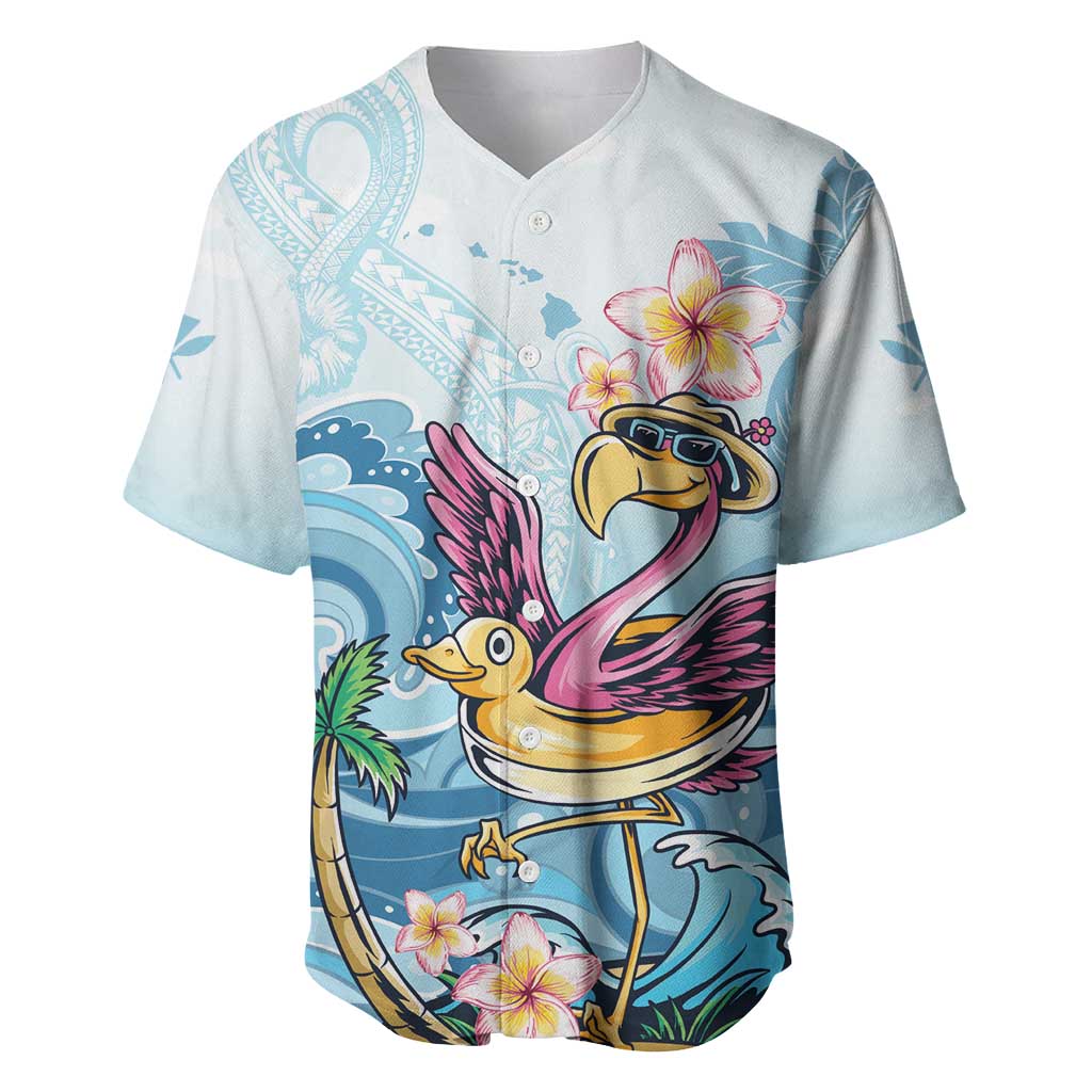 Hawaii Flamingo Baseball Jersey Plumeria Tropical Beach - Wonder Print Shop