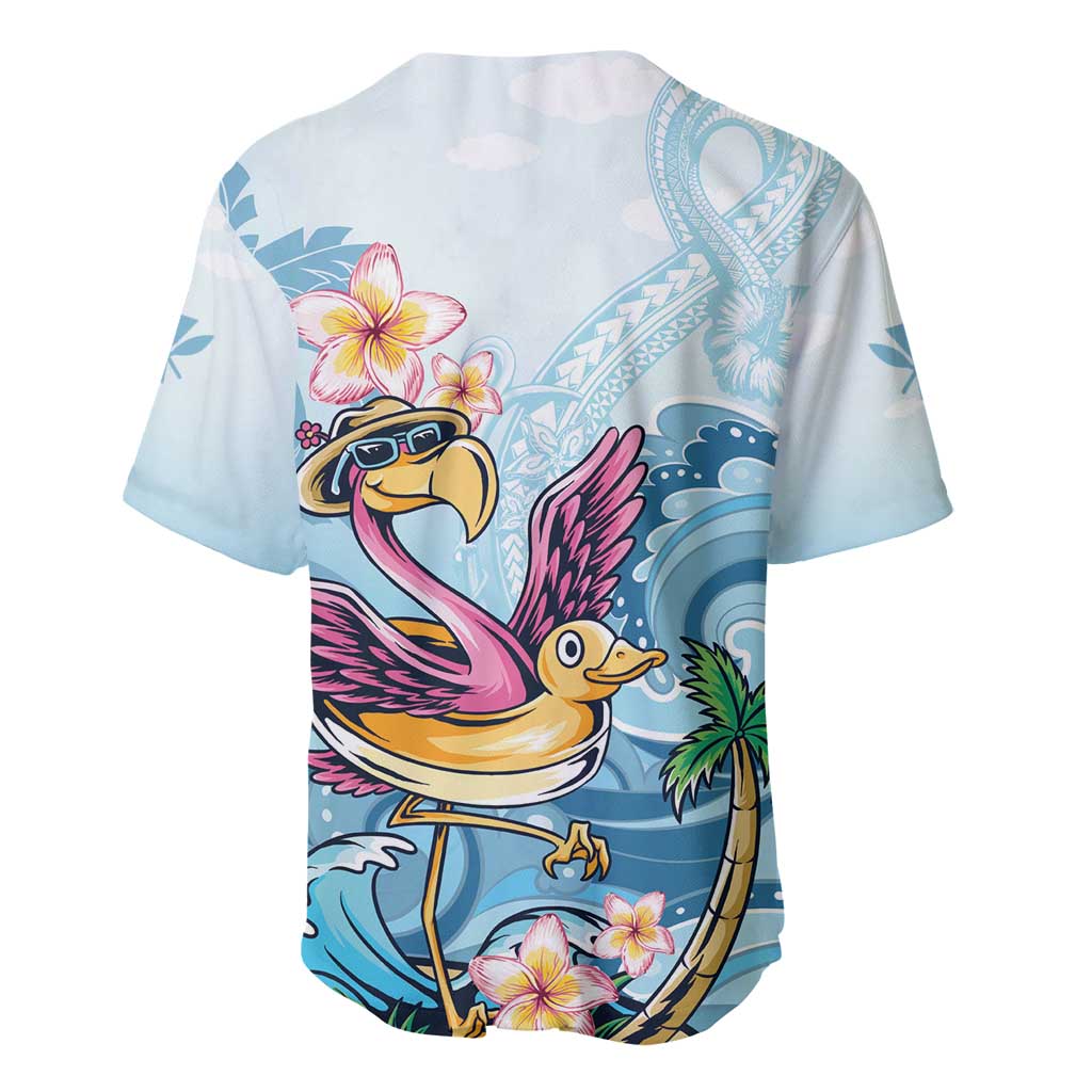 Hawaii Flamingo Baseball Jersey Plumeria Tropical Beach - Wonder Print Shop