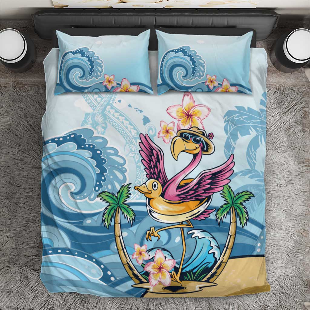Hawaii Flamingo Bedding Set Plumeria Tropical Beach - Wonder Print Shop