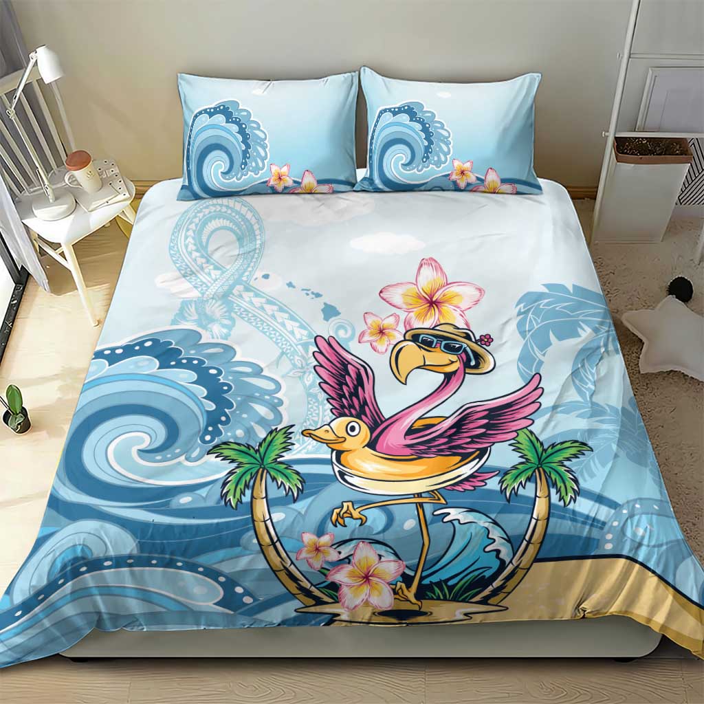 Hawaii Flamingo Bedding Set Plumeria Tropical Beach - Wonder Print Shop